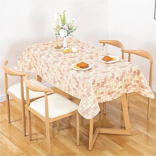 Vista 84 de FIFTY FEET Mantel rectangular de 70 x 52 pulgadas, mantel de vinilo con respaldo de franela para mesas rectangulares impermeable, cubierta de mesa