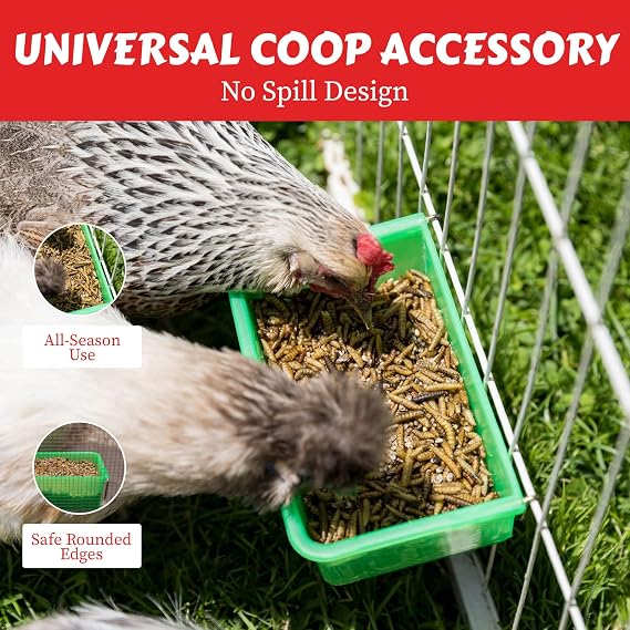 My Favorite Chicken 27oz Chicken Cage Cup – Hanging Chicken Waterer & Feeder for Chick, Duck, Quail, Parakeet – Versatile Poultry Feeder & Bird Cage Water Cups, Green