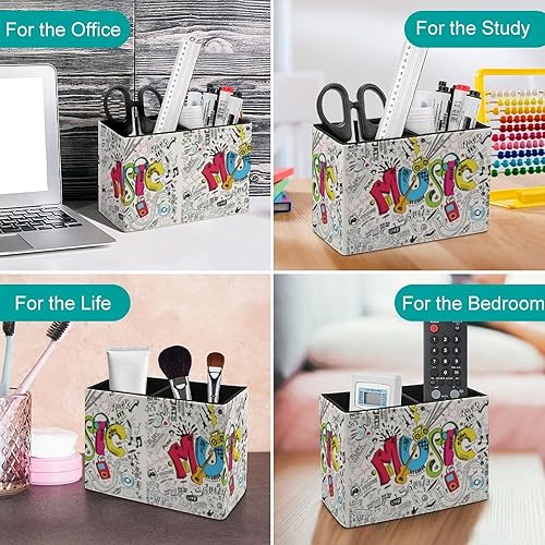 Miniatura 4 de Niapessel Portalápices para escritorio, soporte para bolígrafo con patrón de música, organizador de bolígrafos de escritorio, organizador de