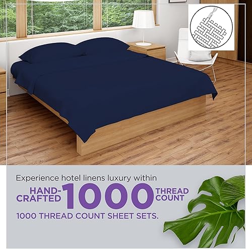 Miniatura 4 de CharlottelyHues Juego de sábanas de 1000 hilos, 4 piezas, 100% algodón egipcio, bolsillo profundo de 18 pulgadas, calidad de hotel, tejido de satén