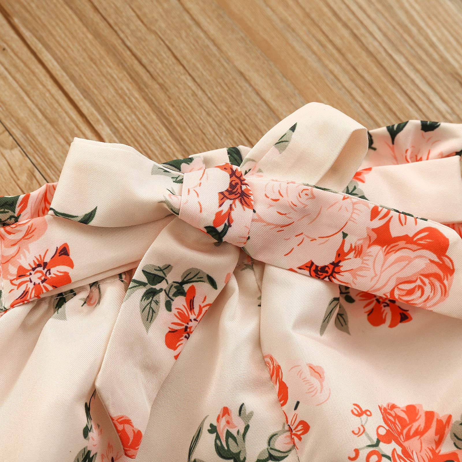 Geagodelia Ensemble 3 pièces pour bébé fille - Body à manches courtes + short à fleurs + bandeau - Nouveau-né - Doux - Été