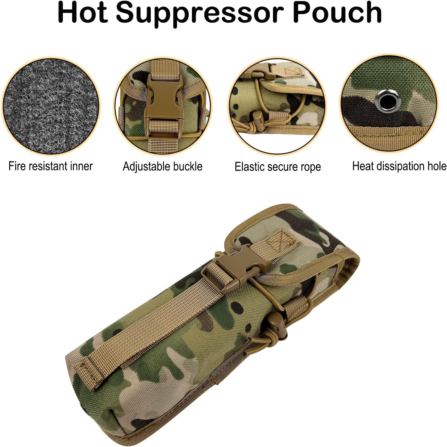 Buraku Hot Suppressor Pouch Heat Insulation Melt Resistant Rifle Pistol Silencer Storage Holster Multi-Purpose Molle Pouch Holder