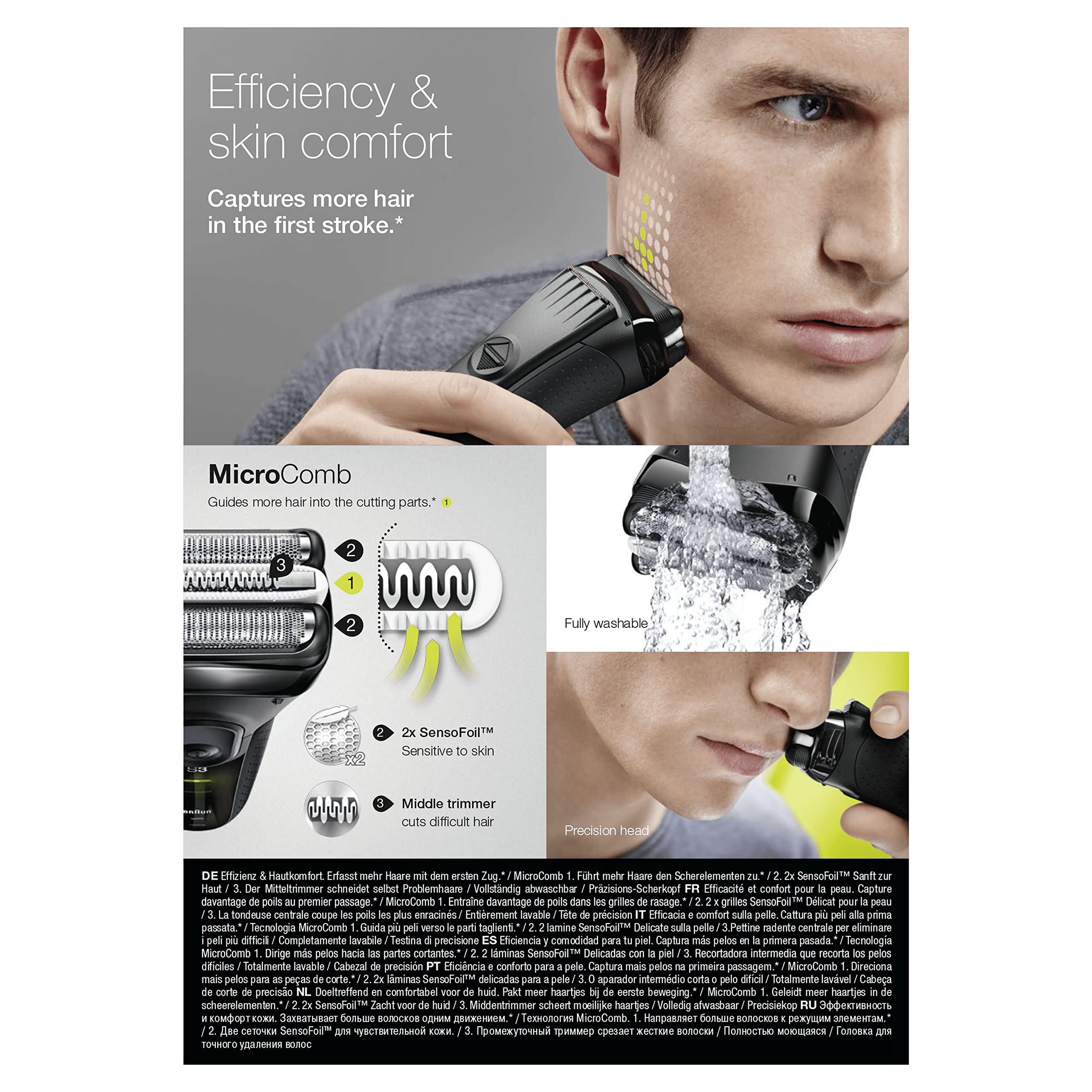 Braun Series 3 ProSkin 3020s Rasoio Elettrico, Nero e Rasoio Elettrico da Uomo Ricaricabile e Senza Fili