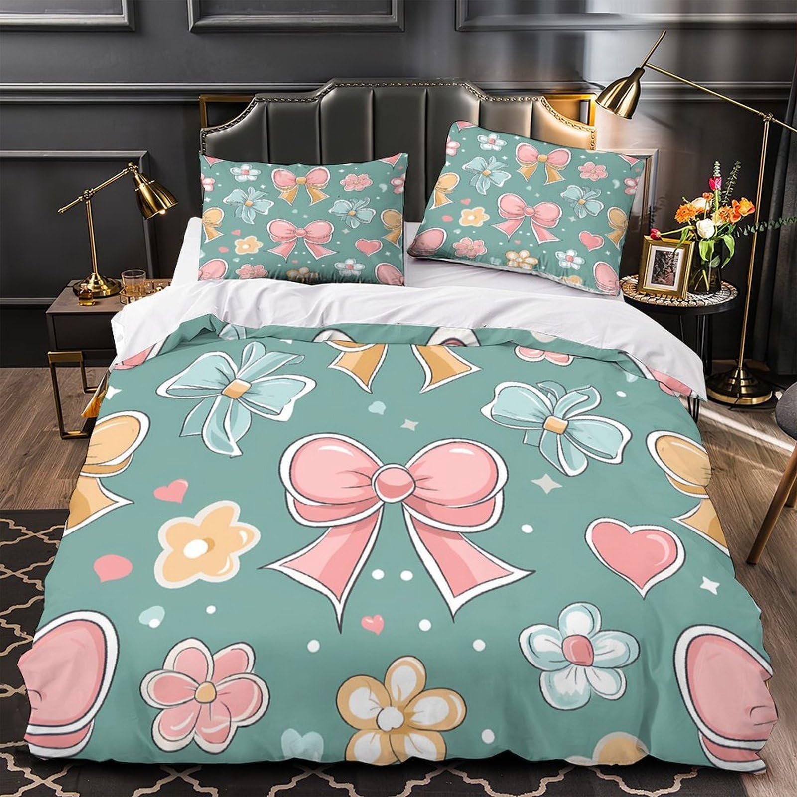 MMDASBVPE Ribbon Patterns Quilt Cover 3D Print Super Soft 3 Pcs Bedding Set Hidden Zipper Comforter Cover Ultra Soft Wrinkle-Resistant for Teens Adults Women Kids Girls Boys Double（200x200cm）
