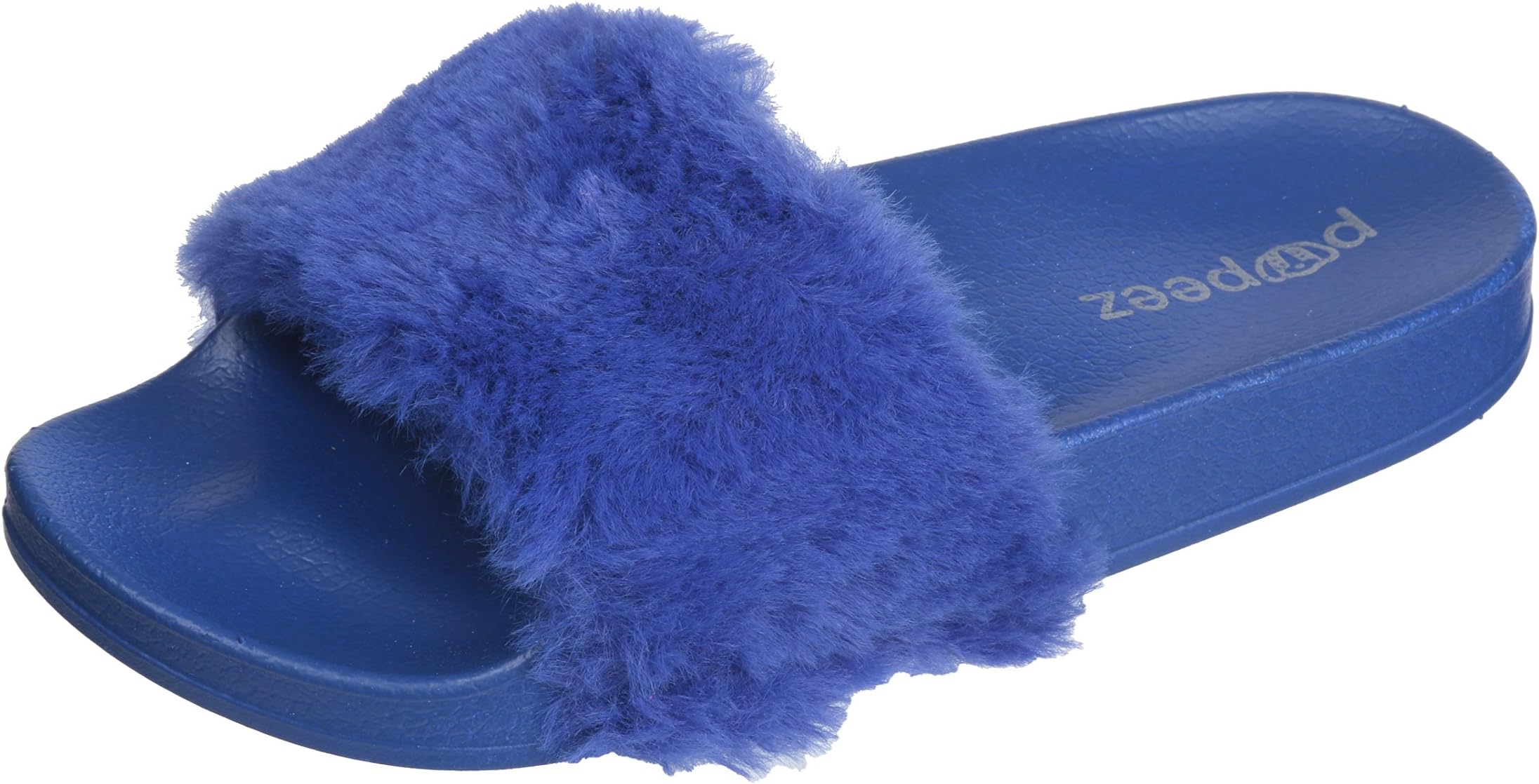 Pupeez Girls Faux Fur Slip On Slide Sandal Slippers