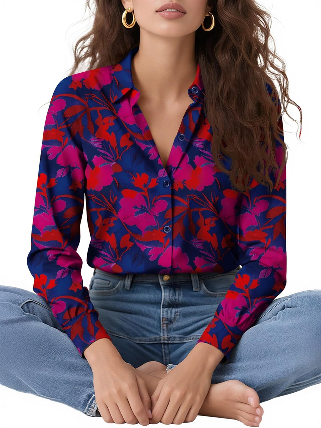 COUXILY Non-Iron & Wrinkle-Free Womens Button Down Shirts with Mulberry Silk Long Sleeve Blouse Casual Work Tops - Image 5