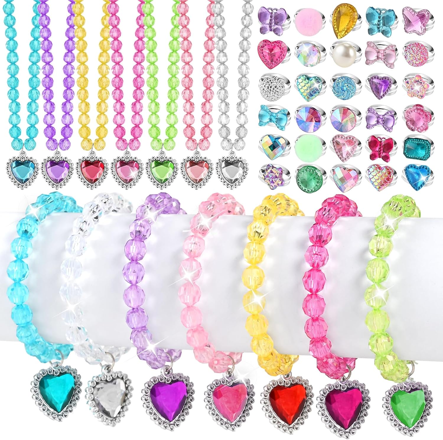 Faburo Kids Jewelry for Girls, Necklaces, Rings, Bracelets, Little Girls Jewelry Kids Necklace Rings for girls, Kid Bracelets Necklace Birthday Gift Age 2 4 6 8