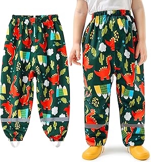 Pantalon de Lluvia para Niños, Impermeables y Resistentes al Viento, Estampado Caballo Animal Pantalones Fino Ligero Reflectante para Barro, sin Forro, para Niña Nino 1-10 años