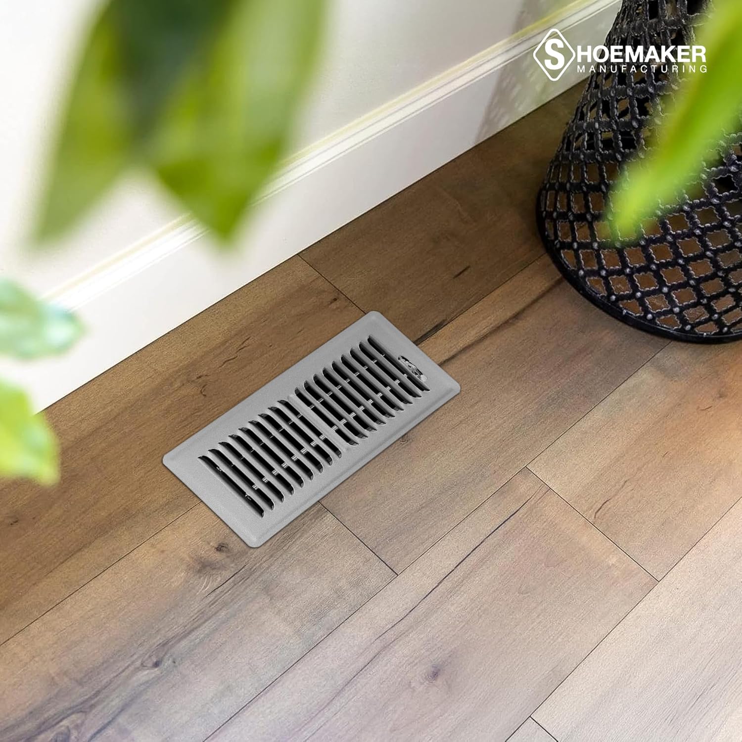 Shoemaker 4x10 Floor Register – Cement Gray Heavy Duty Metal Floor Vent Cover for Home Floors - Premium Forced Air Vent Covers