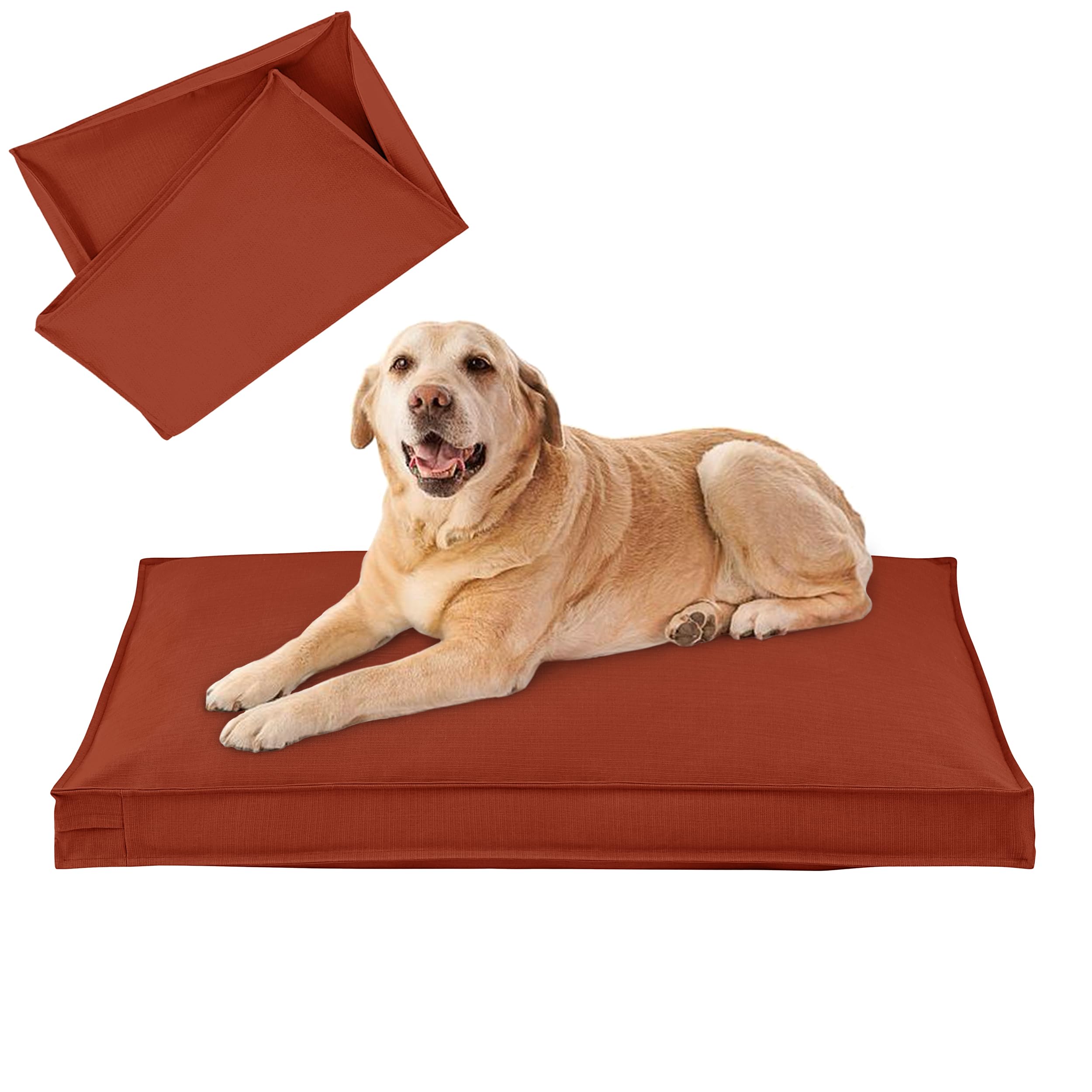 Housse matelas chien imperméable déhoussable 111x80x7.5 cm Mandarine
