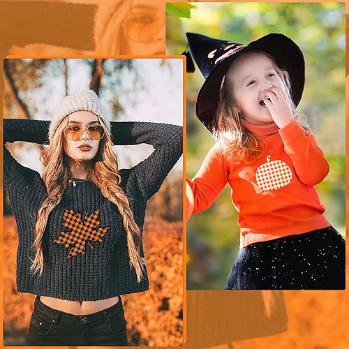 Miniatura 5 de 12 hojas de vinilo de transferencia de calor de otoño de 12 x 10 pulgadas, vinilo termotransferible con rayas de búfalo naranja, vinilos de prensa