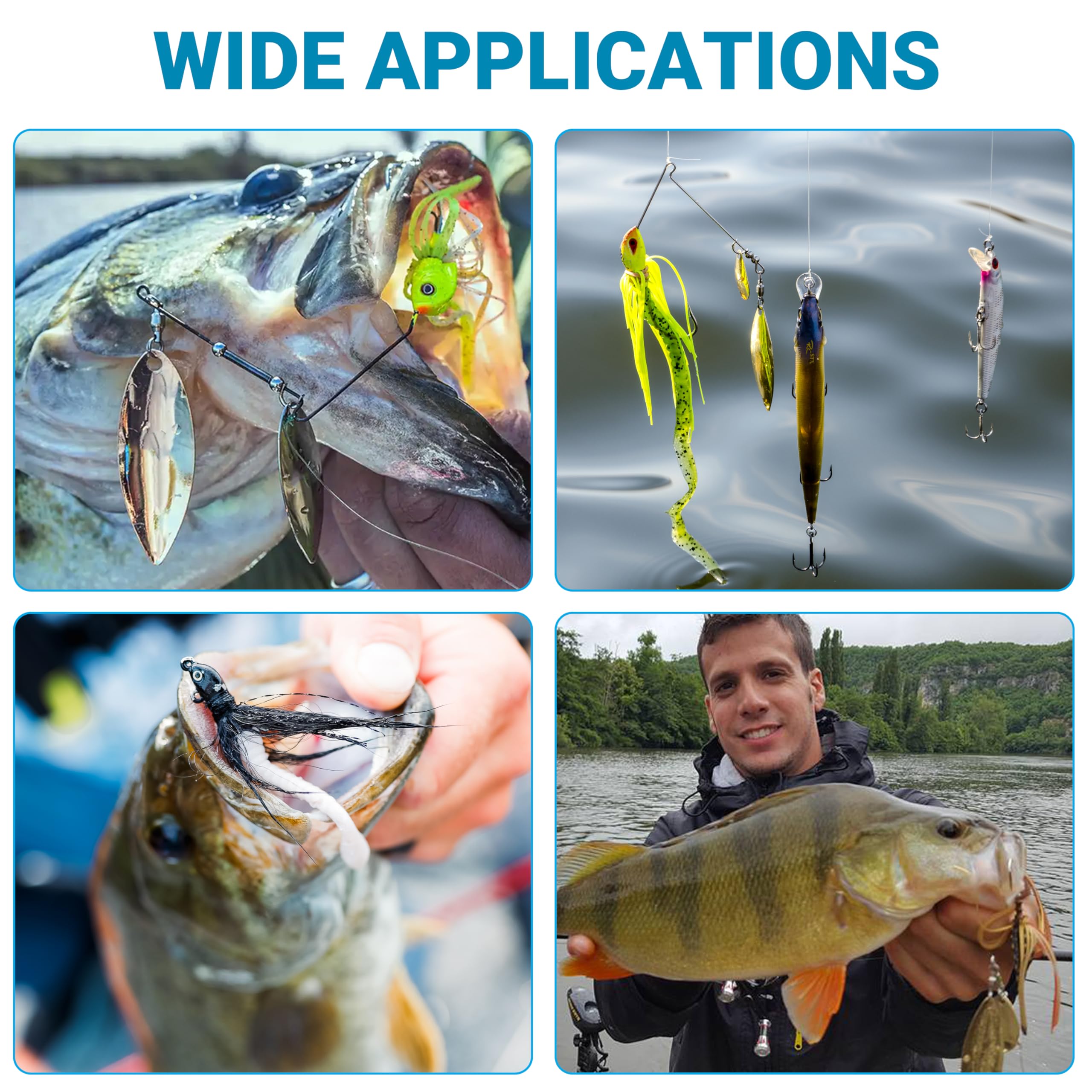 Spinnerbait Kit de leurres de pêche Spinner Bait Bass Leurre de pêche en métal dur Buzz Bait Jig Swimbiat pour truite, saumon, brochet, bar, eau salée et eau douce
