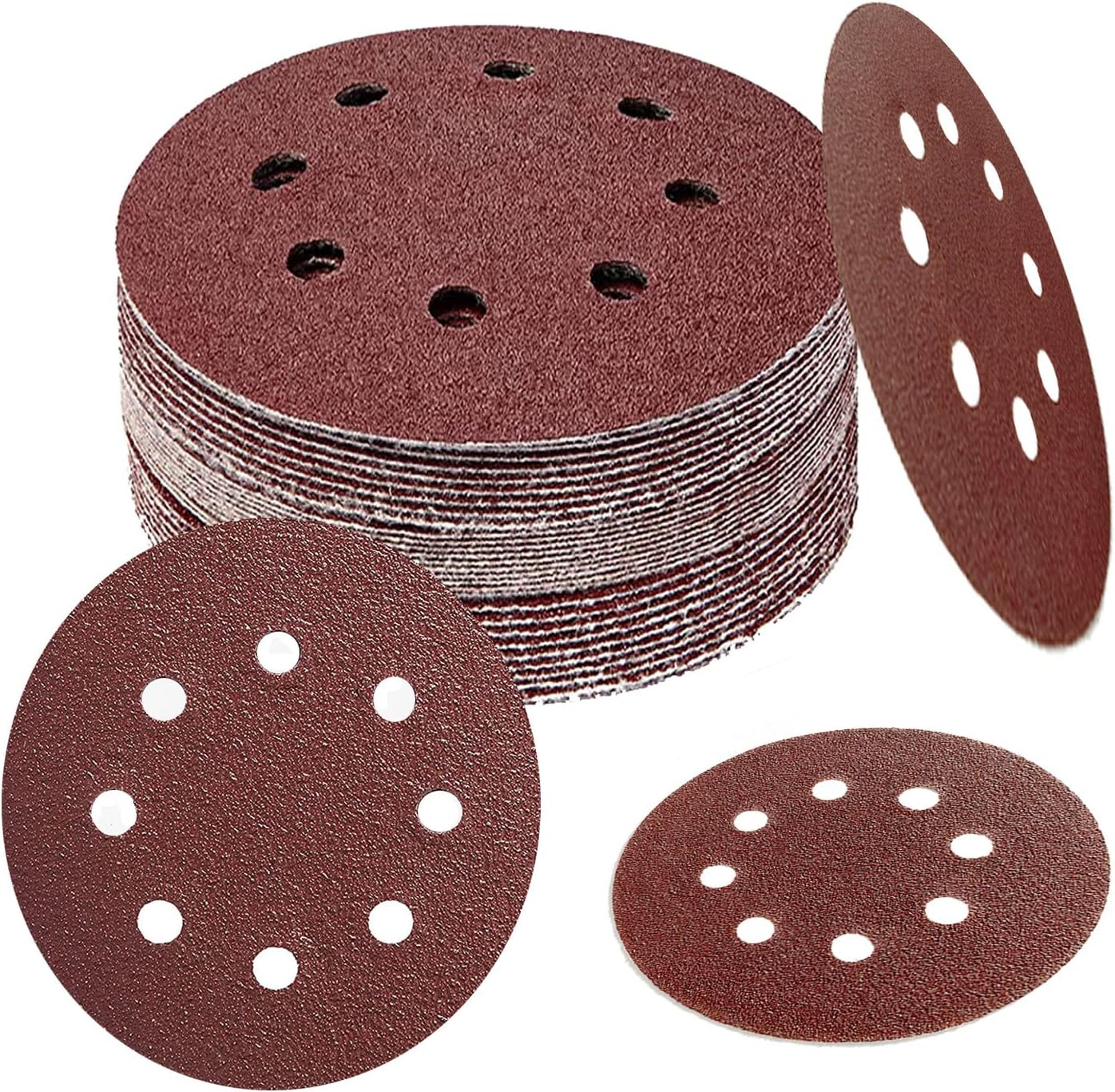 Sanding Discs,Sander Pads 125mm Round Sanding Sandpaper Hook and Loop 10 x 40/60/180 Mixed Grits Sandpaper 8 Holes 5 Inch Sheet for Random Orbital Sander