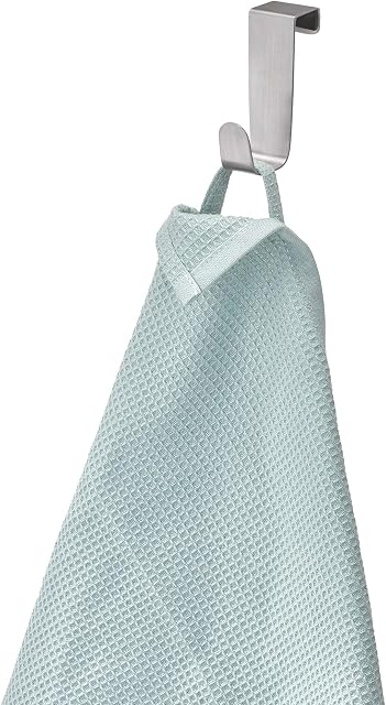 iDesign 29420 Forma Over Door Hook, Small Towel Hanger Made of Stainless Steel, Towel Hook Rack, Silver