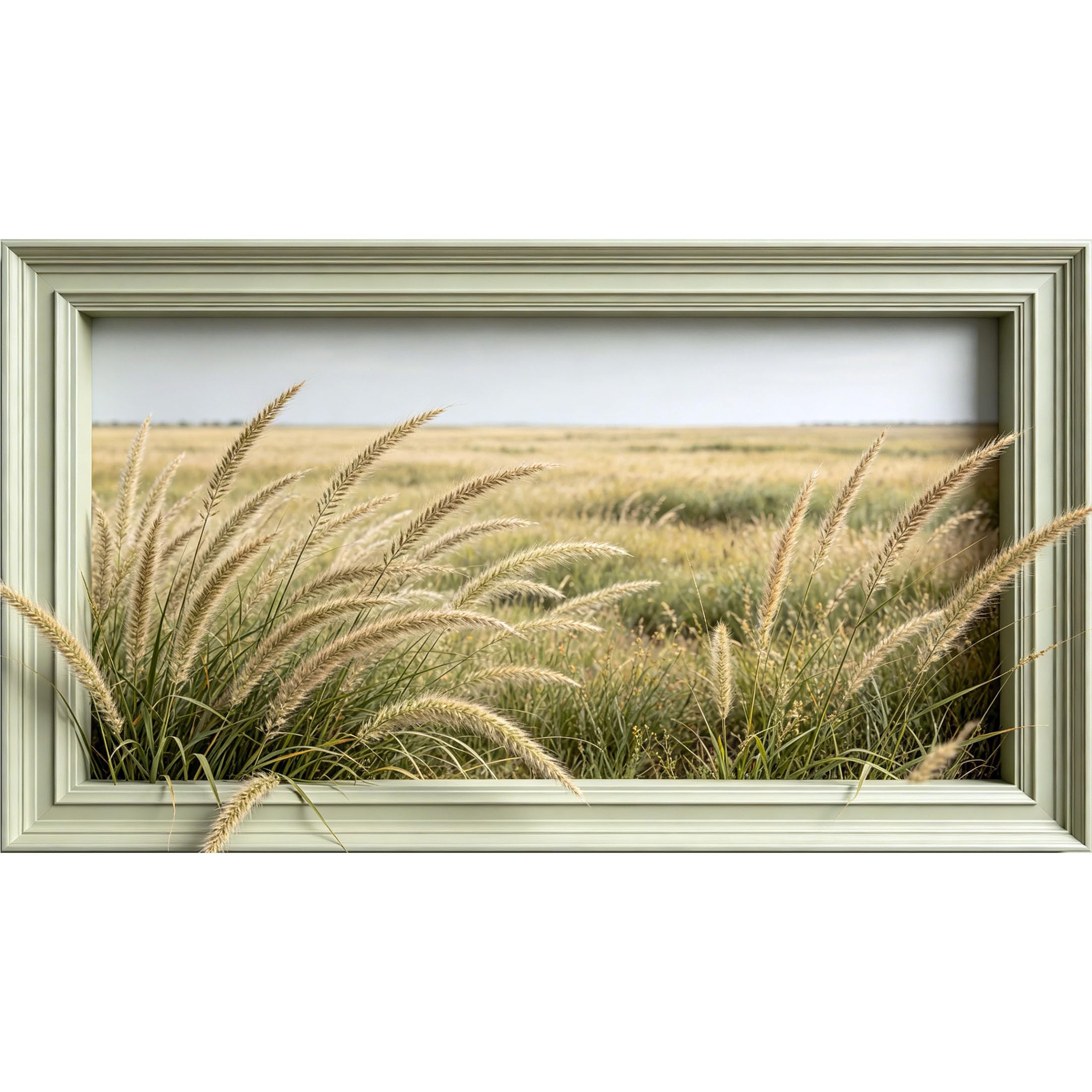 QZLITHOTIC 50×90cm3D Framed Wall Art， Golden Wheat Field Landscape Nature View SelfActivated Mural， WaterActivated Peel & Stick Fabric Decor Wall Decal for Bedroom Living Room