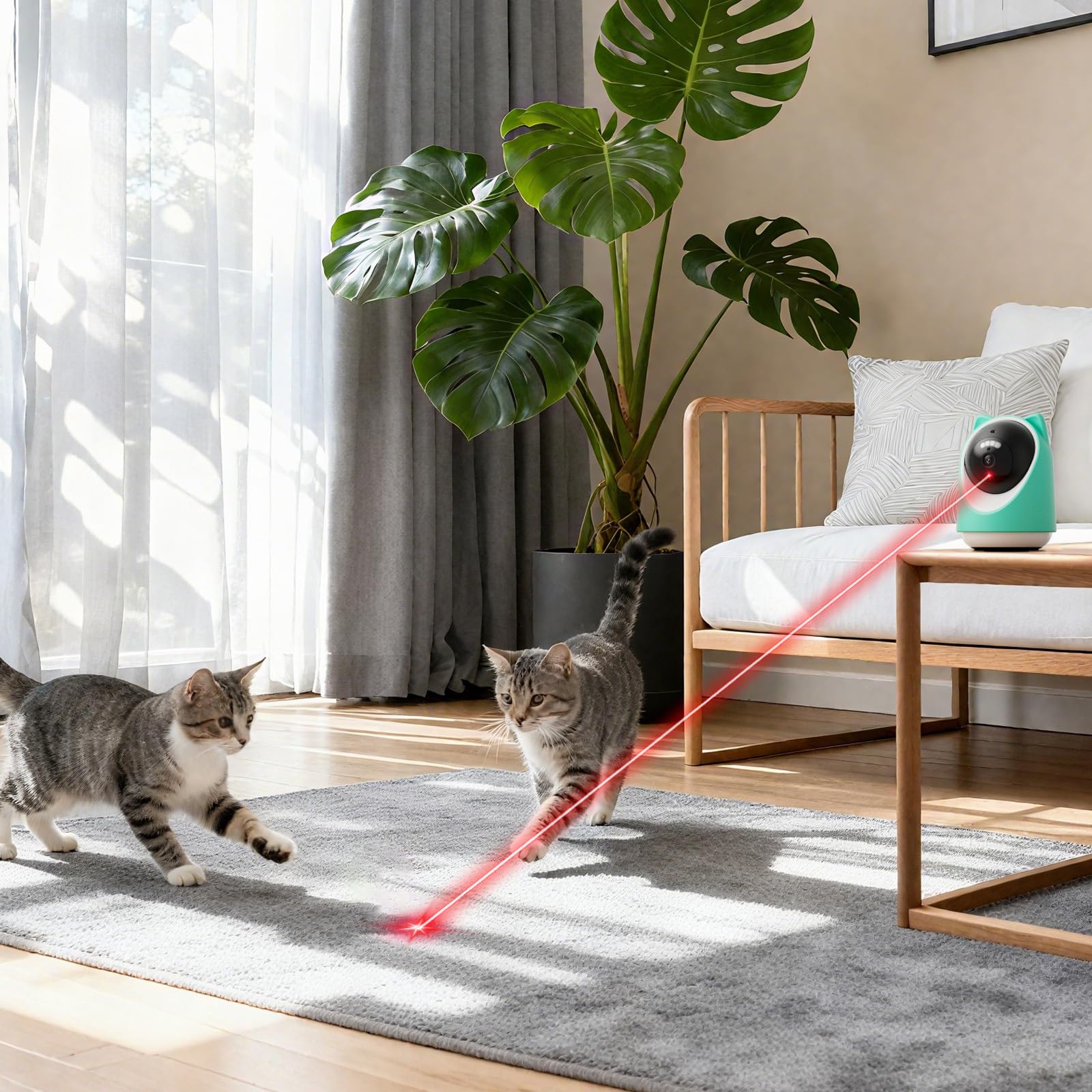 ASFSKY Katzen Kamera Pet Camera with App, Haustierkamera mit App Katzenkamera Heimtierkameras mit Auto-Tracking, Physische Abdeckung für Datenschutz, Bewegungsmelder, Nachtsicht, Audio