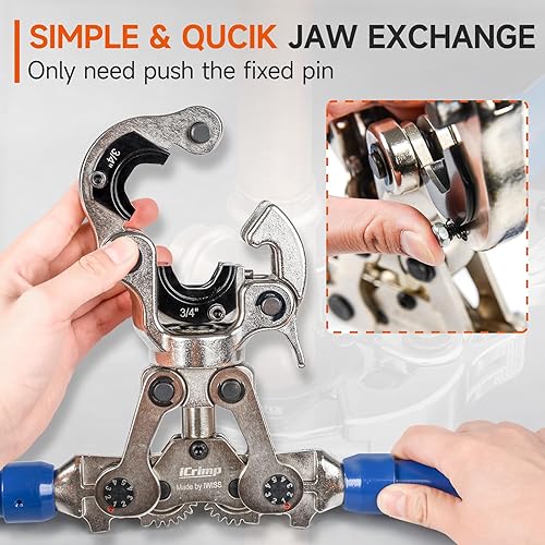 Miniatura 7 de iCrimp Kit de herramientas de prensado de tubos de cobre con cortador y herramienta de desbarbado para accesorios de cobre ProPress-Fabricado por