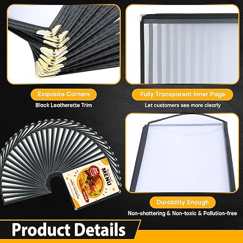 Miniatura 9 de Fundas de menú de 8.5 x 11 pulgadas  Paquete de 30 fundas transparentes para menú de recetas de restaurante para cocina, bebida, vino, cubiertas de