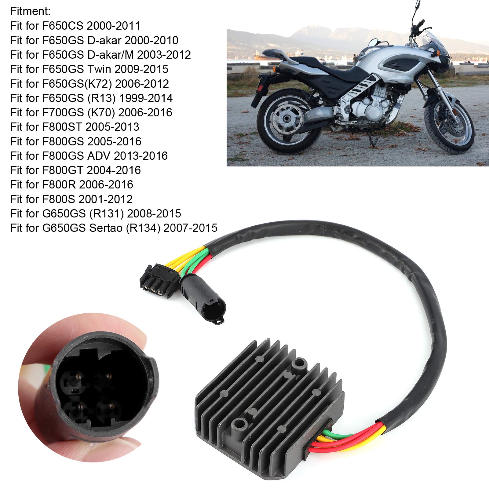 Rectificador de motocicleta, rectificador de regulador de voltaje de motocicleta, accesorio de motocicleta apto para F650CS/F650GS D-akar/F800ST/F800GS