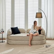 4-in-1 Folding Convertible Sofa Bed, 78 Inch Compression Oversized Corduroy Upholstered Boneless Couch with Fixed-Shape Frame, Loveseat Sleeper with Pull Out Bed, Modular Futon Couch,Beige