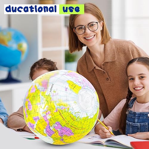 Miniatura 4 de Globo inflable de 16 pulgadas para inflar, globo del mundo de PVC, bola de playa, juguetes para niños, juego de piscina, juego en el aula, jugar o