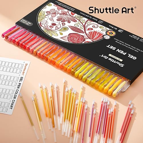 Miniatura 7 de Shuttle Art Paquete de 60 bolígrafos de gel de tono rojo amarillo, 30 bolígrafos de gel rojo, naranja, amarillo, con 30 recambios para adultos,