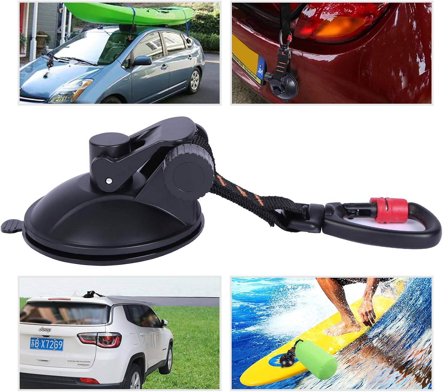 REDCAMP Heavy Duty Suction Cup Anchor with Securing Hook Tie Down, Camping Tarp Accessory as Car Side Awning, 2 Pieces
