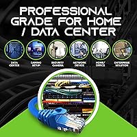 Vista 3 de GEARit Paquete de 100 cables de conexión Cat6 de 1 pie, cable Ethernet Cat 6 sin enganches, flexible y suave, serie premium, color azul