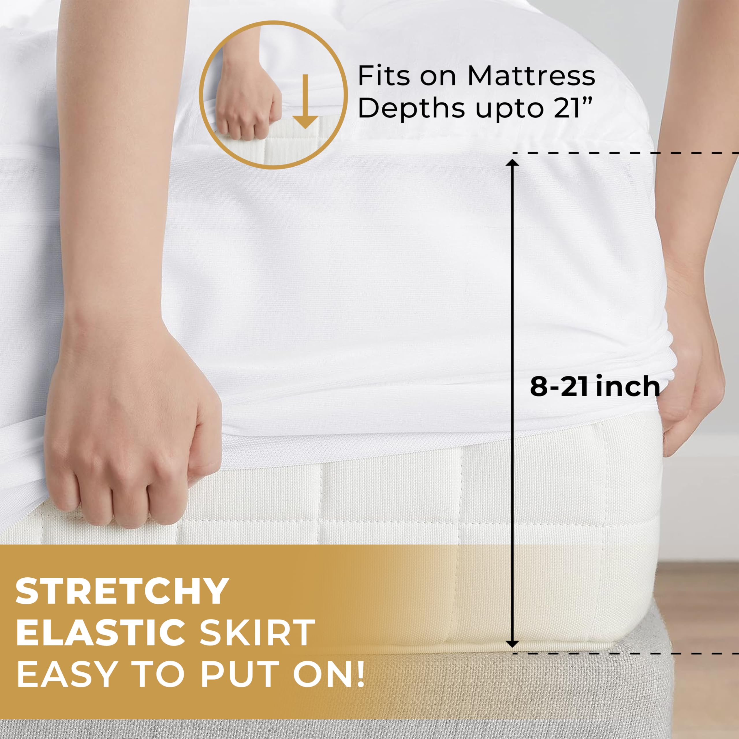 NEXNEOM Waterproof Mattress Protector - Deep Pocket Fits 8-21'' Mattresses (White, Twin) - Breathable Cooling 3D Air Fabric Mattress Cover, Smooth Soft Noiseless Bed Cover, Machine Washable