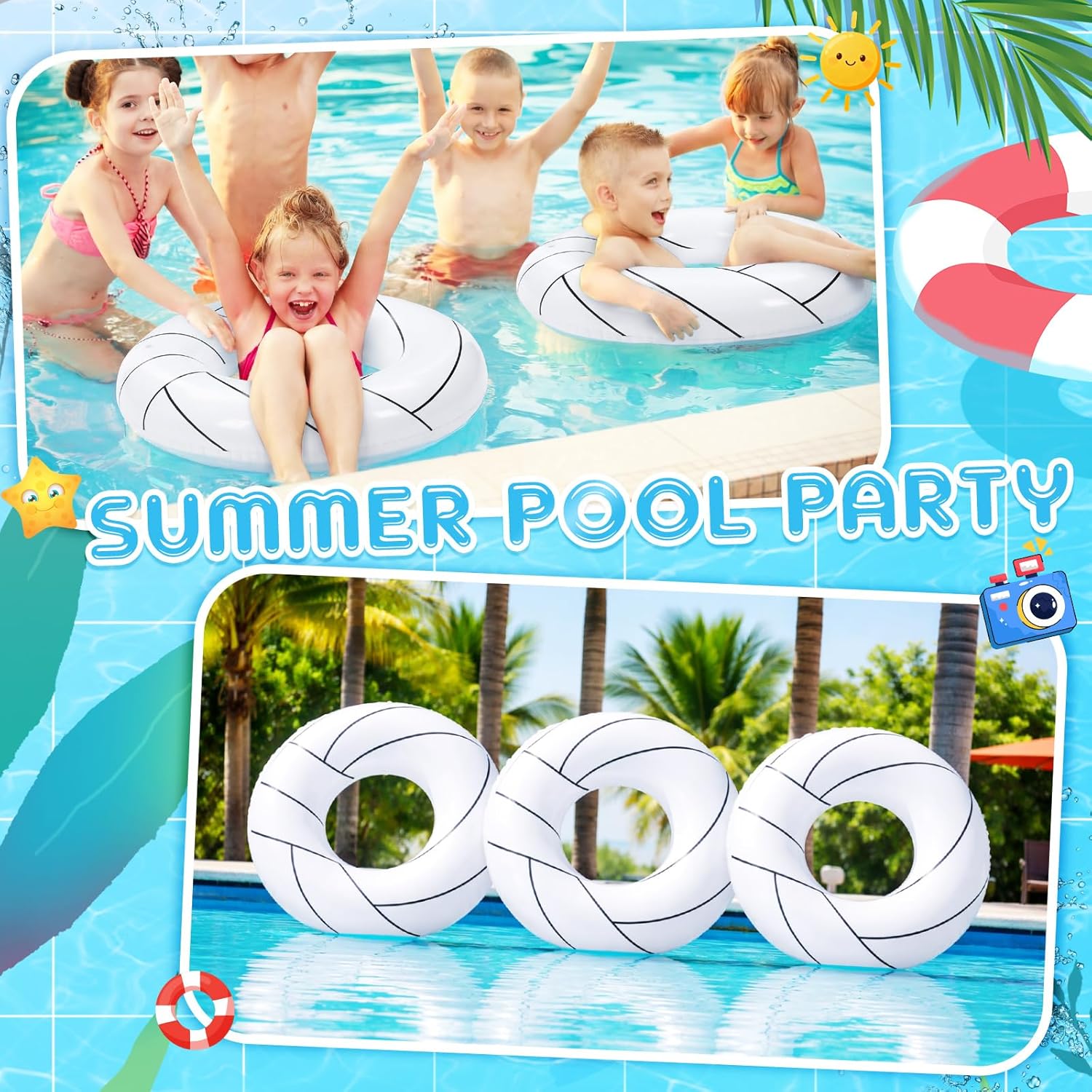 Soulchen Inflatable Tube Pool Float 33" Swimming Pool Float, Swimming Inflatable Tube Ring Raft Toys for Summer Beach Party Supplies
