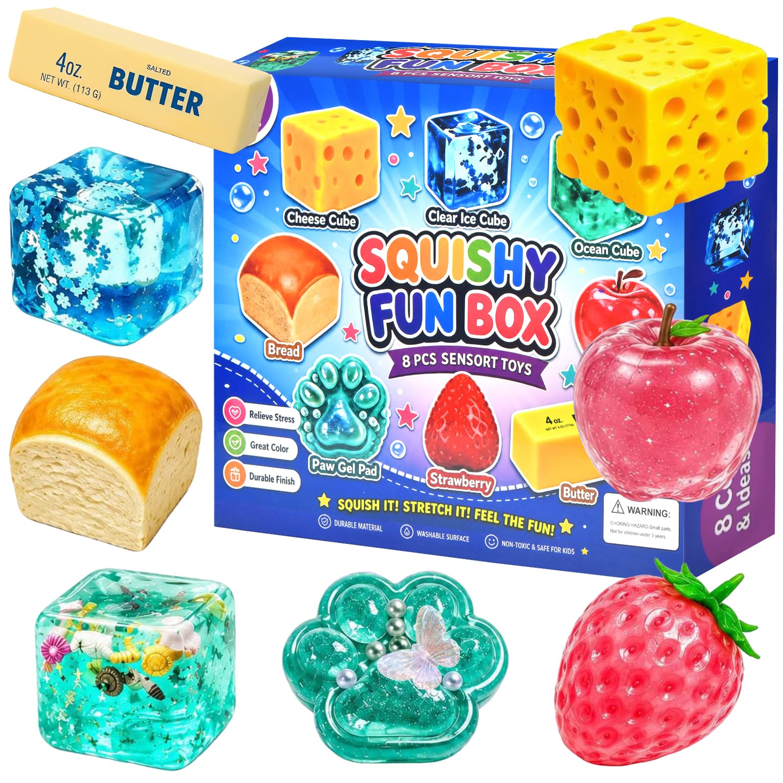 8 PCS Squishy Fun Box Toys, Cute Taba Squishy Box Set