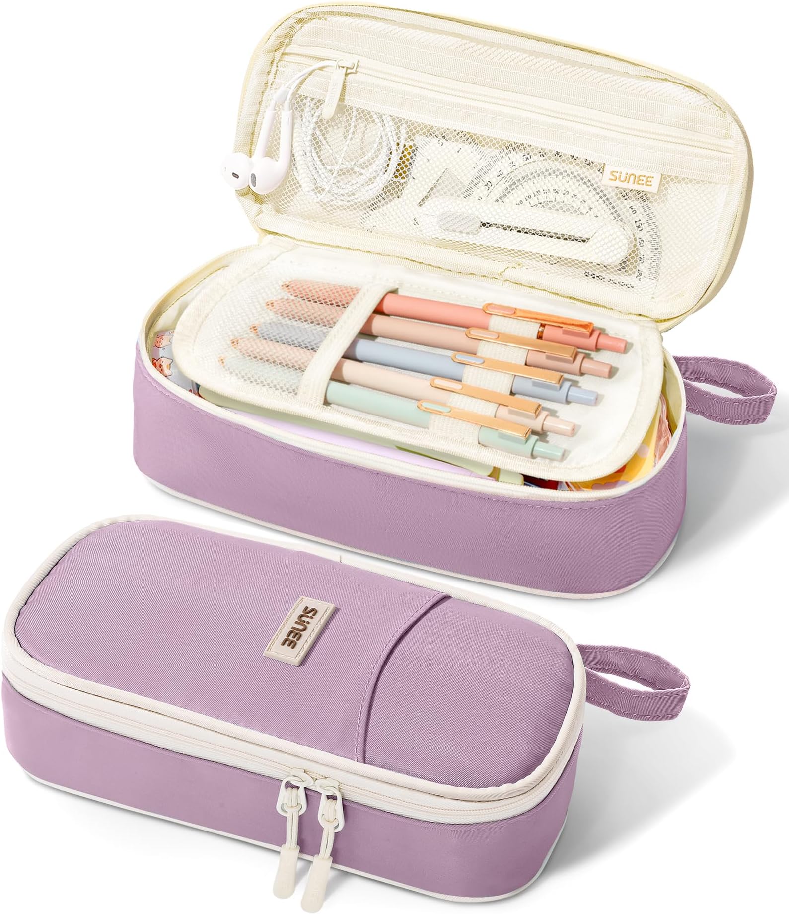 Cute Pencil Case, Aesthetic Pen Pouch, Colored Large Pencil Bag with Zipper, Kawaii Stationery Storage and Organizer, School Supplies for Teen and Adult Girls, Purple