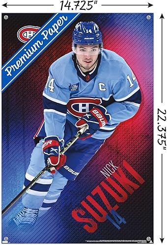 Miniatura 9 de Trends International NHL Montreal Canadiens - Póster de pared de Nick Suzuki 23, 22.37 x 34.00 pulgadas, paquete de póster y pasador