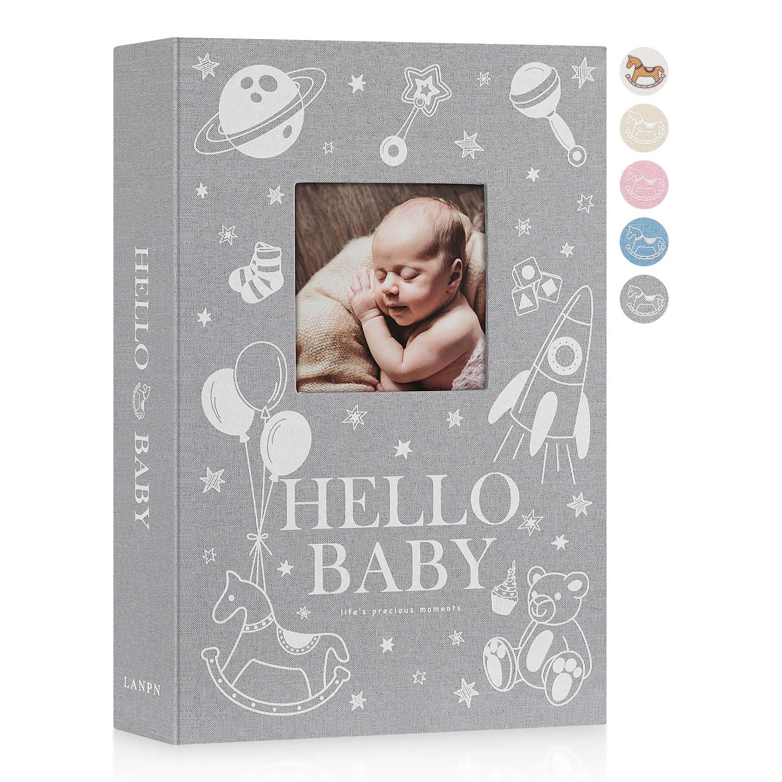 Lanpn Baby Photo Album 4x6 300 Pockets, Linen Newborn Bebe Ultrasound Photo Album with Memo Writing Area, Cover Photo Book, Picture Album for kids,