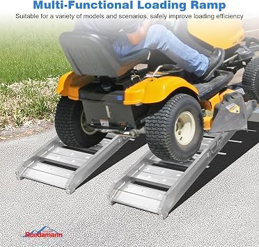 Ruedamann 4Ft Truck Ramps, 2 Pcs 4400 Lbs Total Capacity, Aluminum Trailer Ramp, Heavy-Duty ATV Ramps for Pickup Trucks, UTVs, Motorcycles, Lawn Mowers, Golf Carts