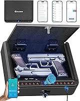 Vista 12 de BILLCONCH Caja fuerte inteligente para armas con cable de seguridad, biométrica para pistola de 4 vías, acceso rápido con huella dactilar, teclado