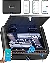 BILLCONCH Gun Safe for Handgun - Biometric Gun Safe 4 Ways Quick Access with Fingerprint/Full-digital Keypad/Key/APP Lock Handgun Pistol Safe for Nightstand Bedside Home