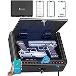 BILLCONCH Gun Safe for Handgun - Biometric Gun Safe 4 Ways Quick Access with Fingerprint/Full-digital Keypad/Key/APP Lock Handgun Pistol Safe for Nightstand Bedside Home
