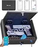 BILLCONCH Gun Safe for Handgun - Biometric Gun Safe 4 Ways Quick Access with Fingerprint/Full-digital Keypad/Key/APP Lock Handgun Pistol Safe for Nightstand Bedside Home