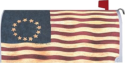 CUSTOM DECOR, INC. USA Flag - Betsy Ross Version - Mailbox Makeover Cover - Vinyl with Magnetic Strips for Steel Standard Rural Mailbox - Copyright, Licensed and Trademarked
