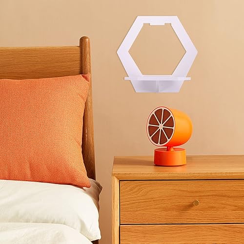 Miniatura 2 de Operitacx Estante de pared blanco de estilo nórdico, estantes flotantes para dormitorio, estante de decoración de montaje en pared