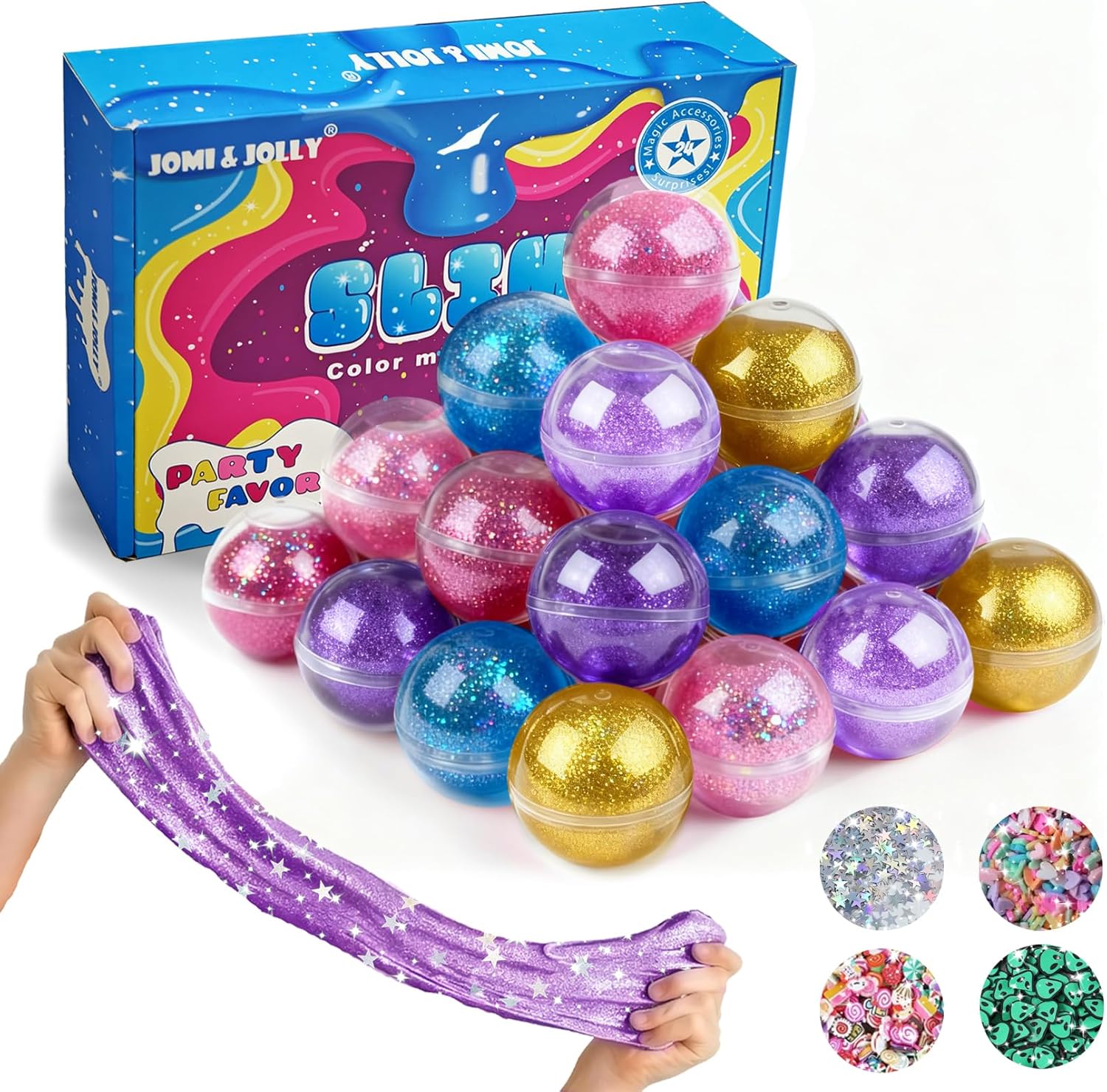 24 Pack Slime Kit for Kids -No Messy Glitter Clear Slime Kit for Girls 8-12 with Sequins, Non Sticky Stress Relief Toy for Kid & Adult, Princess Toys, Party Favors, Classroom Prizes