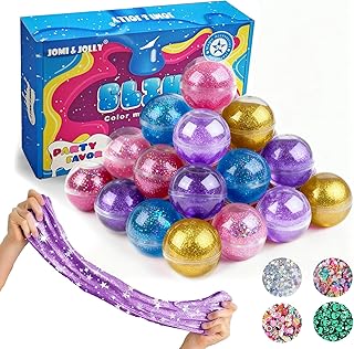 24 Pack Clear Slime Kit for Kids - Glitter Crystal Slime Kit for Girls 8-12 with Sequins, Non Sticky Stress Relief Toy for Kid & Adult, Princess Toys, Party Favors, Valentine's Gift, Classroom Prizes