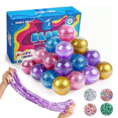 24 Pack Slime Valentines for Kids -No Messy Glitter Clear