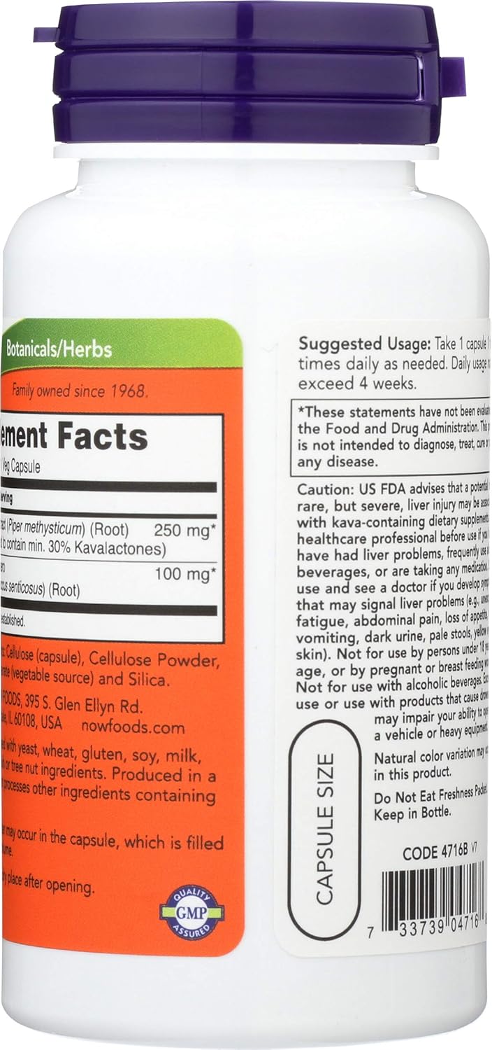 Now Foods Kava Kava 250mg, 60 Capsules : Health & Household