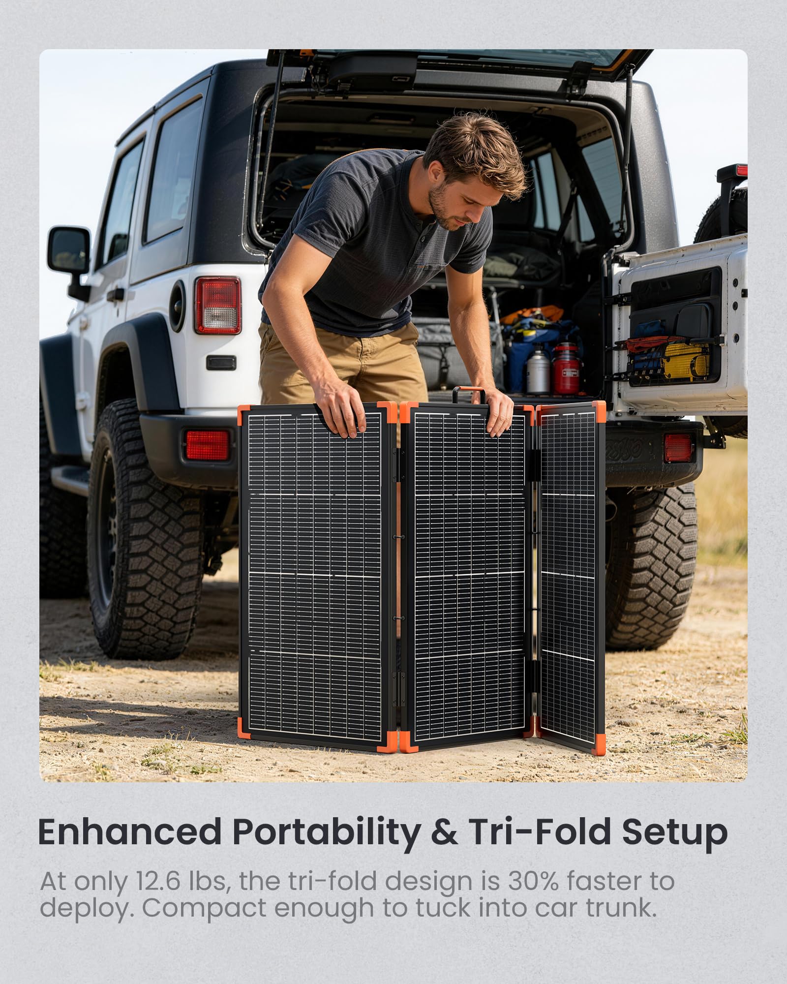 ZOUPW Panel solar portátil bifacial de 230 W, tipo N 16BB 25% de eficiencia, cargador solar plegable con diodos de derivación para EcoFlow Delta/Bluetti/Anker C1000, IP68 impermeable para RV fuera de