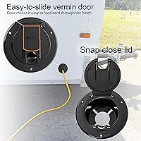 Vista 4 de Escotilla redonda eléctrica de 4 1/4 pulgadas para cables de 30 amperios de RV (negra)