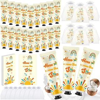 24 Sets Here Comes The Son Baby Shower Hand Cream Bulk Sunshine Baby Shower Favors Hand Cream for Guests Travel Size Lotion with Organza Bags