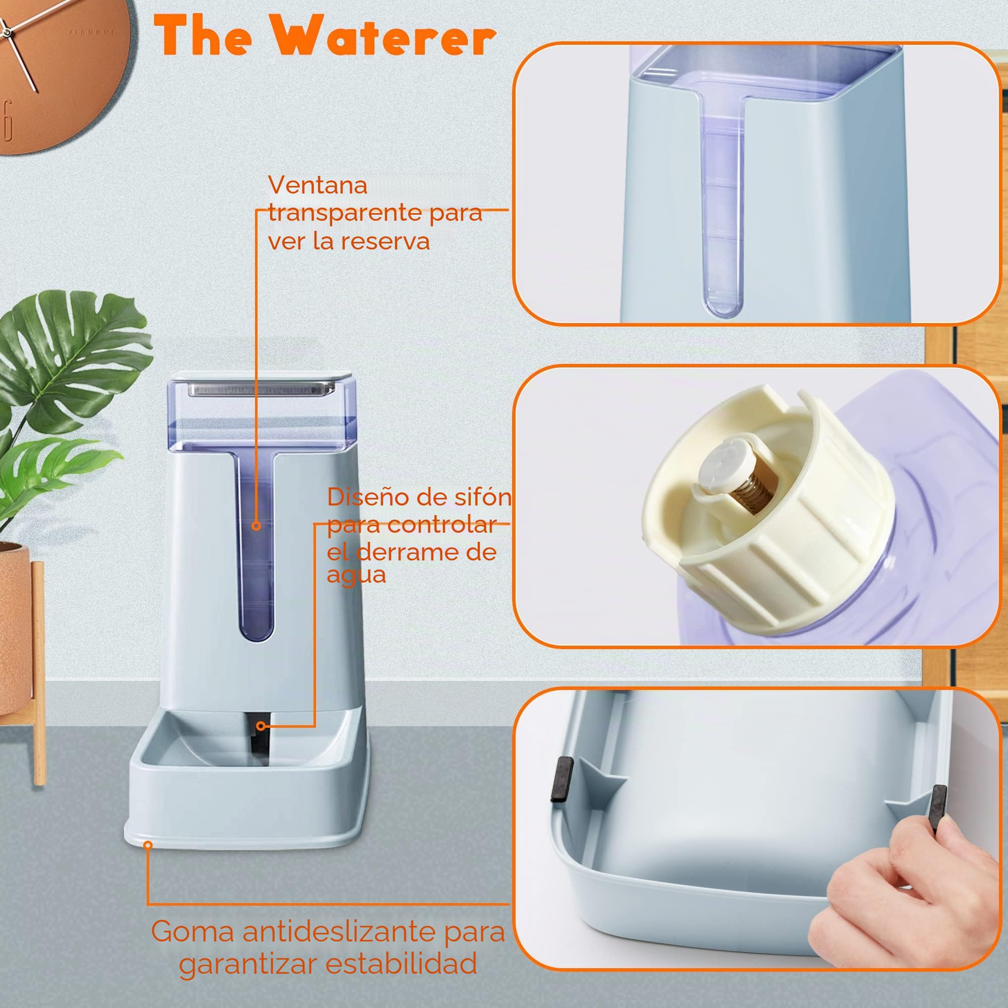 Comedero automático para Gatos y dispensador de Agua para Gatos en Juego de 2 Paquetes de alimentador automático para Perros y dispensador de Agua para Perros pequeños, Cachorros, Gatitos