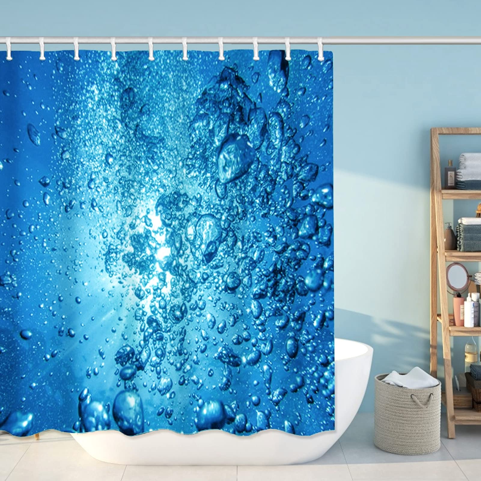 Shower Curtain, Easy Cleaning Bathroom Supplies Waterproof Thicken Digital Printing Curtain Divider with 12pcs Curtain for Bathroom(180 * 180 cm) 3